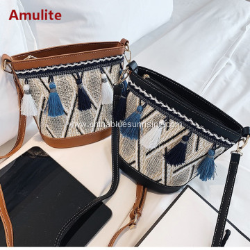 Women Straw Shoulder Crossbody Handbag Summer Casual Bag